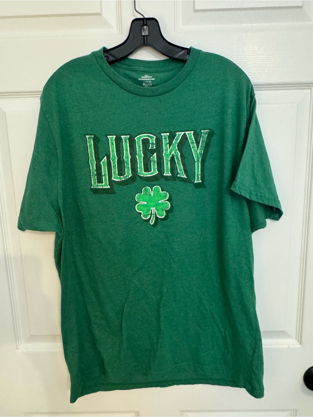 Celebrate It Green 'Lucky' Graphic Tee with Shamrock Patch
